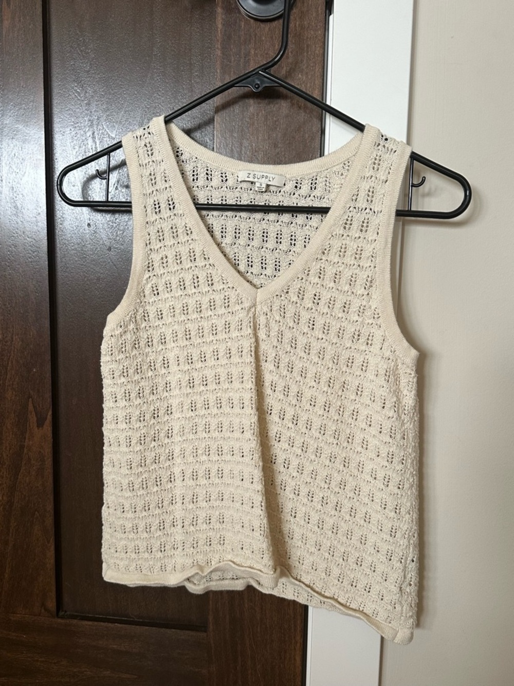 Z Supply Cream Open-Knit V-Neck Tank
